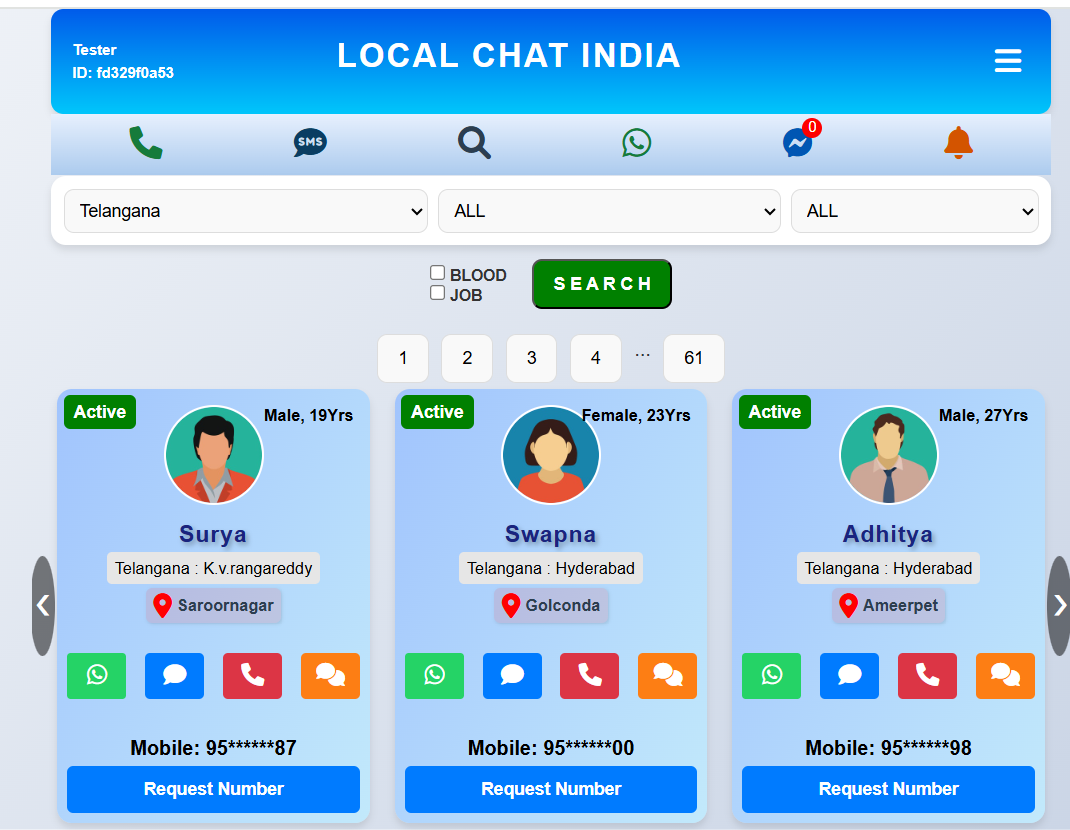 LocalChatIndia App Interface - Best Free Chat App India